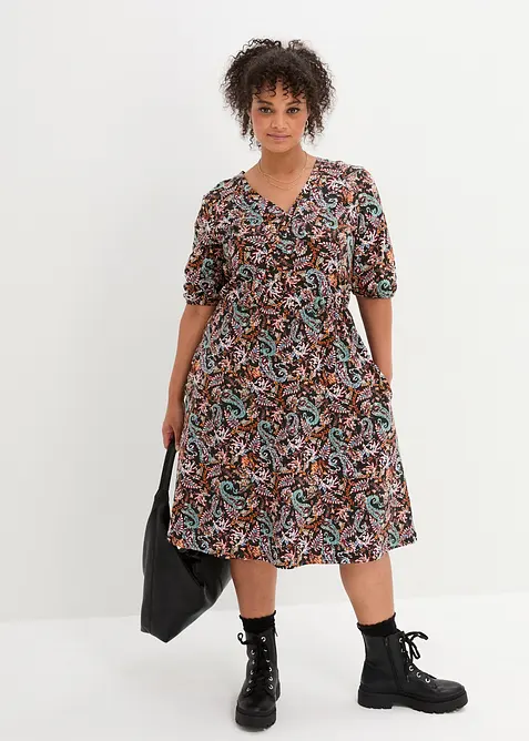 Robe portefeuille en coton extensible, bonprix