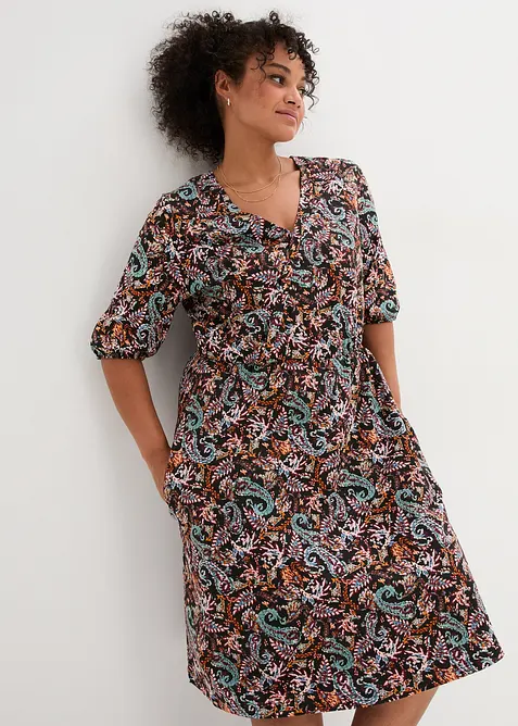 Robe portefeuille en coton extensible, bonprix