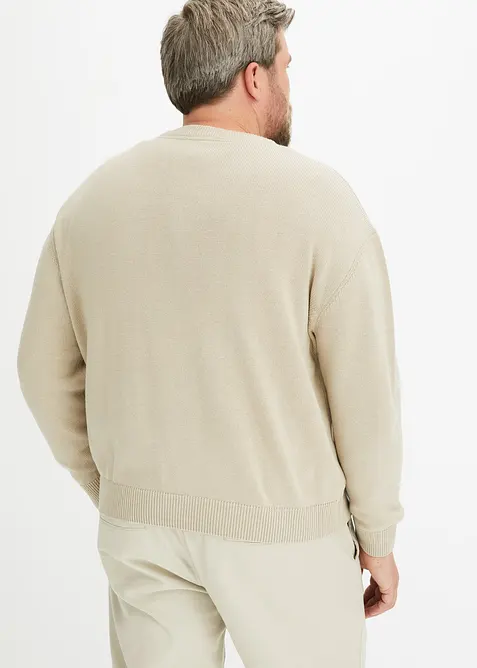 Pull col rond doux en coton mélangé, loose, bonprix
