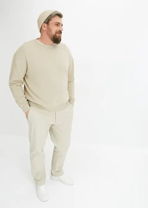 Pull col rond doux en coton mélangé, loose, bonprix