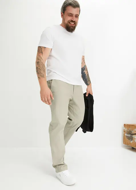 Pantalon chino en coton extensible, ample et droit, bonprix