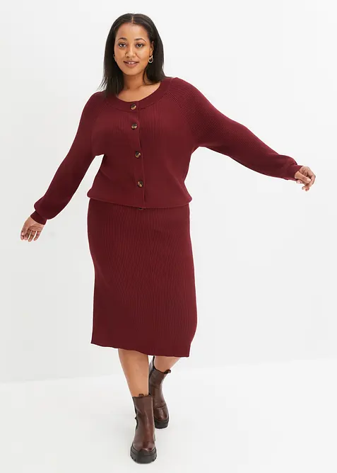 Jupe en maille c&ocirc;tel&eacute;e, viscose majoritaire, bonprix