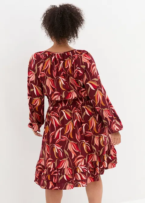 Robe en viscose tissée à ceinture smockée, longueur genou, bonprix
