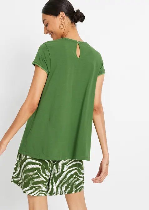 T-shirt en coton avec dentelle, bonprix