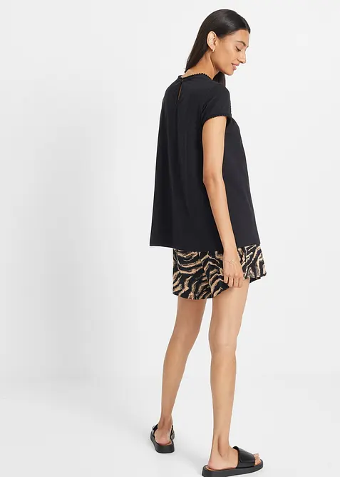 T-shirt en coton avec dentelle, bonprix