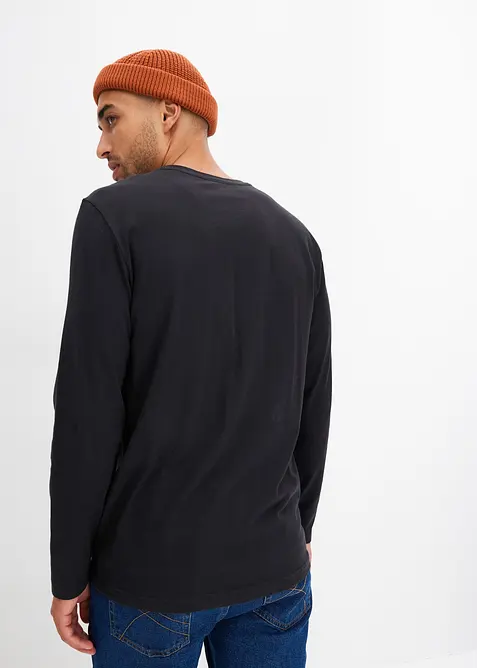 Lot de 2 T-shirts manches longues 100% coton, bonprix