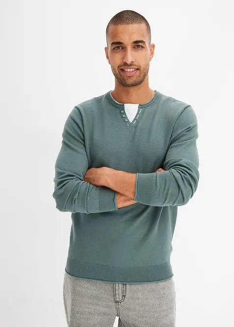 Pull doux aspect 2en1 en fine maille de coton majoritaire, bonprix