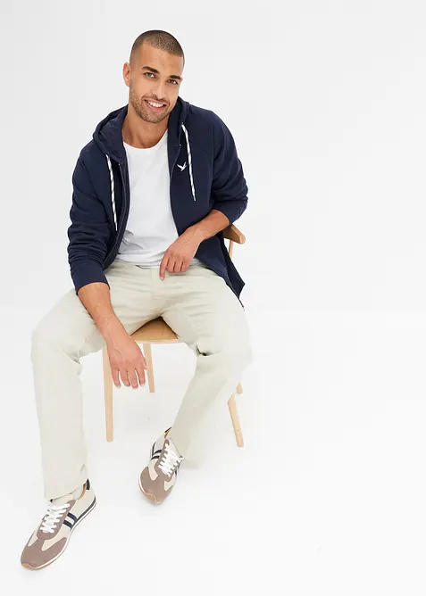 Sweat zipp&eacute; &agrave; capuche et d&eacute;tails contrast&eacute;s, bonprix