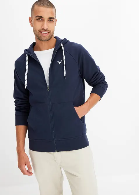 Sweat zipp&eacute; &agrave; capuche et d&eacute;tails contrast&eacute;s, bonprix