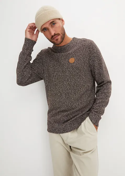 Pull col rond en coton mélangé, bonprix
