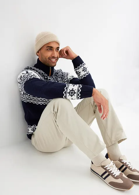 Pull camionneur à motif norvégien marin, bonprix