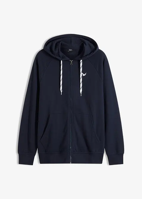 Sweat zipp&eacute; &agrave; capuche et d&eacute;tails contrast&eacute;s, bonprix
