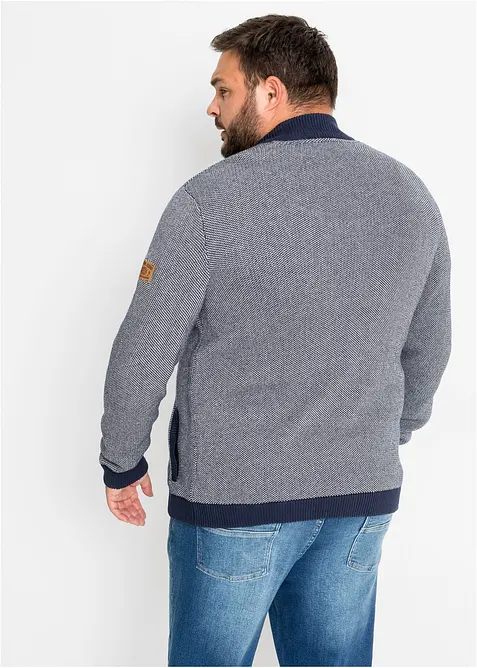 Gilet en maille 100% coton à col montant, bonprix