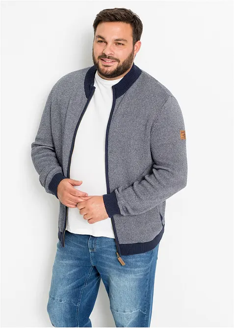 Gilet en maille 100% coton à col montant, bonprix