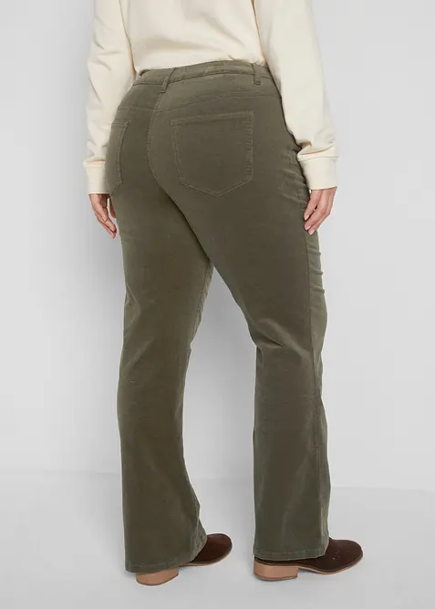 Pantalon bootcut en velours côtelé extensible, bonprix