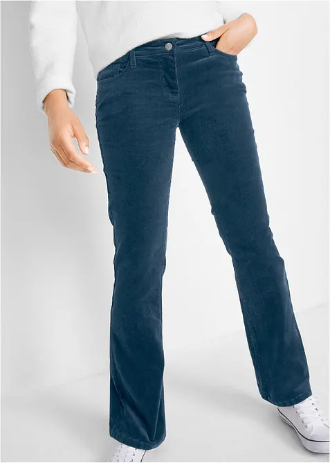 Pantalon bootcut en velours côtelé extensible, bonprix