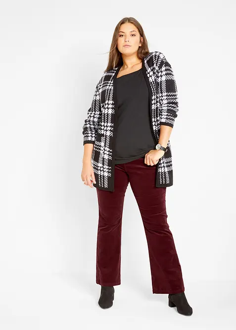 Pantalon Flare en velours c&ocirc;tel&eacute; extensible avec taille haute confortable, bonprix