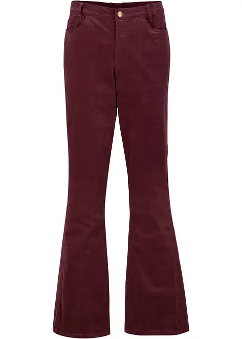 Pantalon Flare en velours c&ocirc;tel&eacute; extensible avec taille haute confortable, bonprix