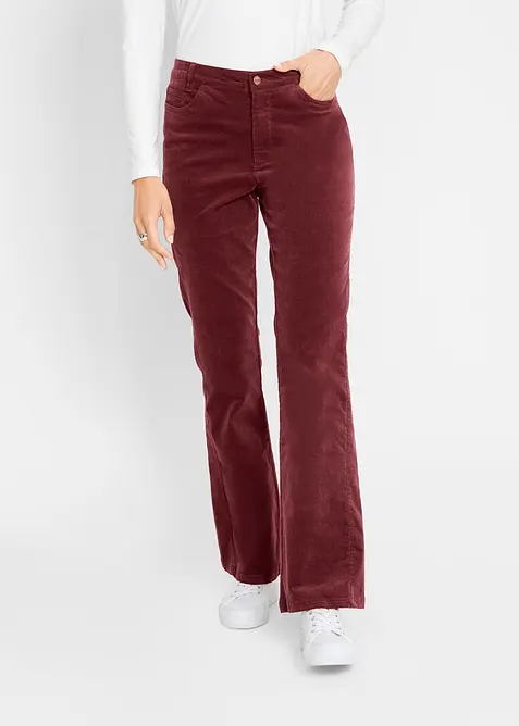 Pantalon en velours c&ocirc;tel&eacute; extensible avec taille haute confortable, bonprix