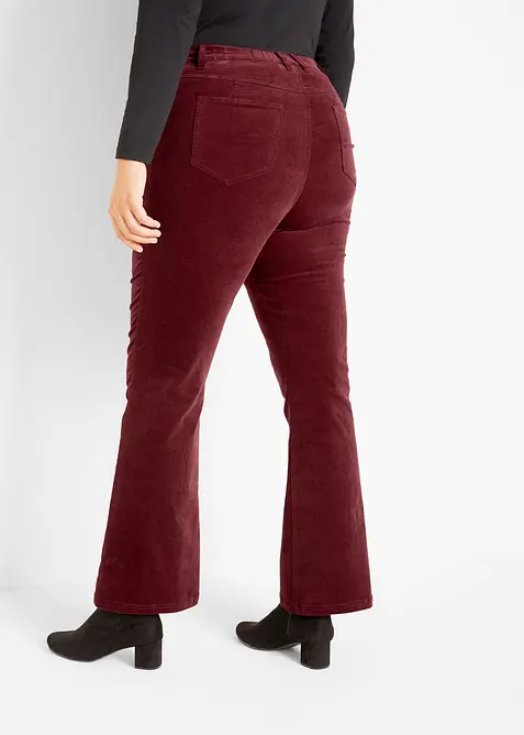 Pantalon Flare en velours c&ocirc;tel&eacute; extensible avec taille haute confortable, bonprix