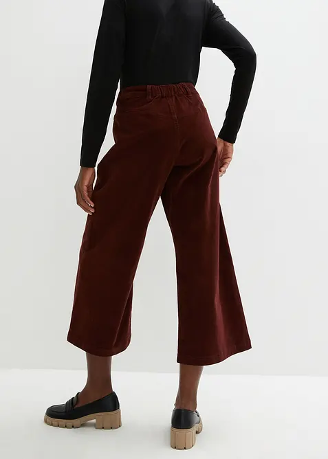 Jupe-culotte en velours côtelé stretch avec taille haute confortable, longueur 7/8, bonprix