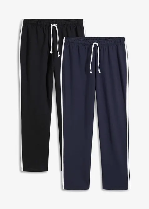 Lot de 2 pantalons de jogging à détails contrastants, loose, bonprix