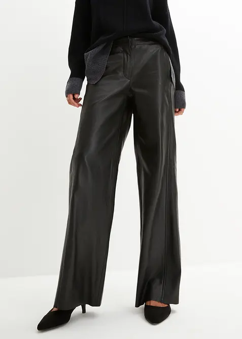 Pantalon large en cuir d’agneau nappa, bonprix