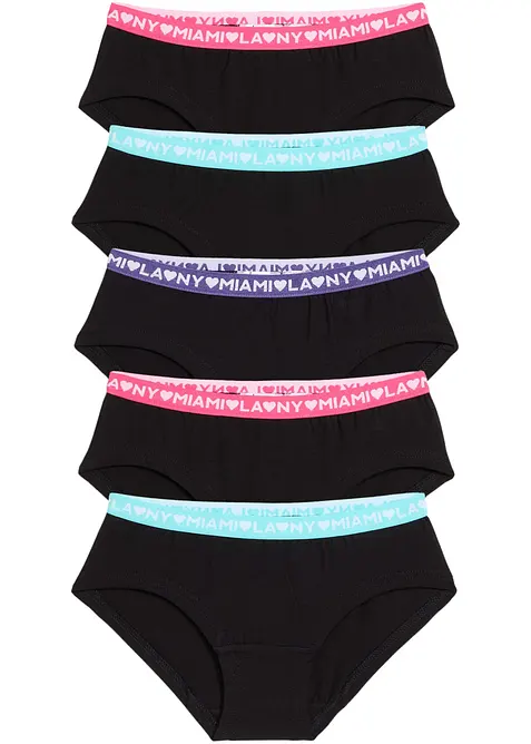 Lot de 5 shorties fille coton, bonprix