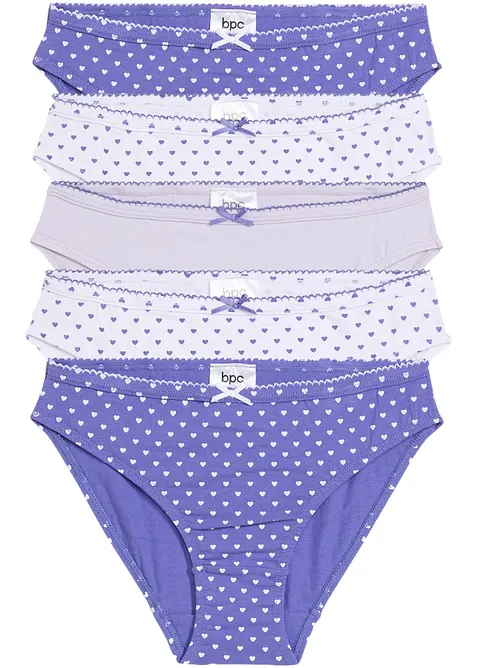 Lot de 5 slips coton avec nœud en satin, bonprix