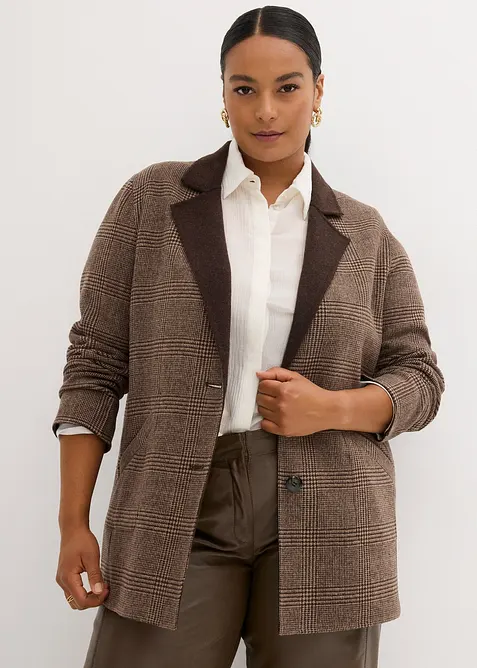 Blazer r&eacute;versible en laine avec motif Prince de Galles, bonprix