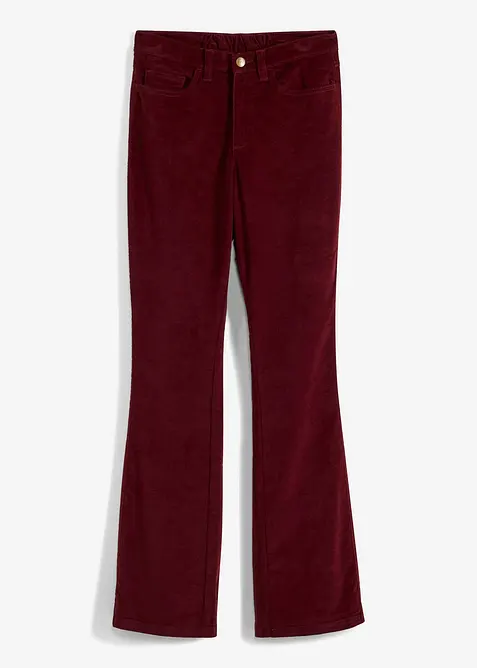 Pantalon Flare en velours c&ocirc;tel&eacute; extensible avec taille haute confortable, bonprix