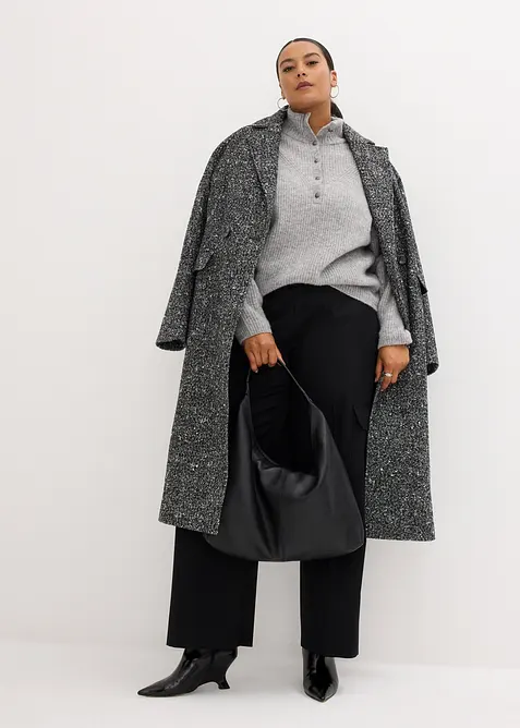 Pull oversize en m&eacute;lange laine et alpaga, bonprix