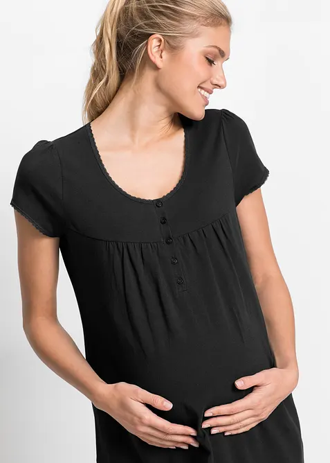 Chemise de nuit d’allaitement coton et dentelle, bonprix