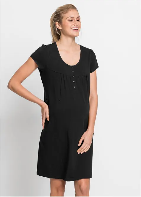 Chemise de nuit d’allaitement coton et dentelle, bonprix