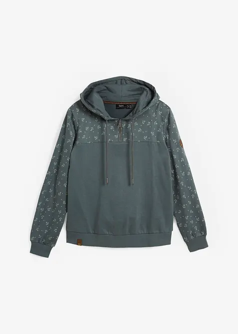 Sweat à capuche et col zippé, 100% coton, bonprix