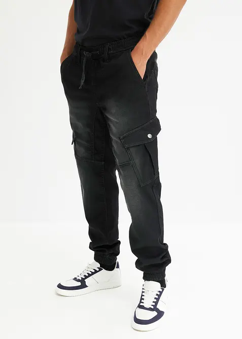 Jean jogger droit avec poches cargo, Regular, bonprix