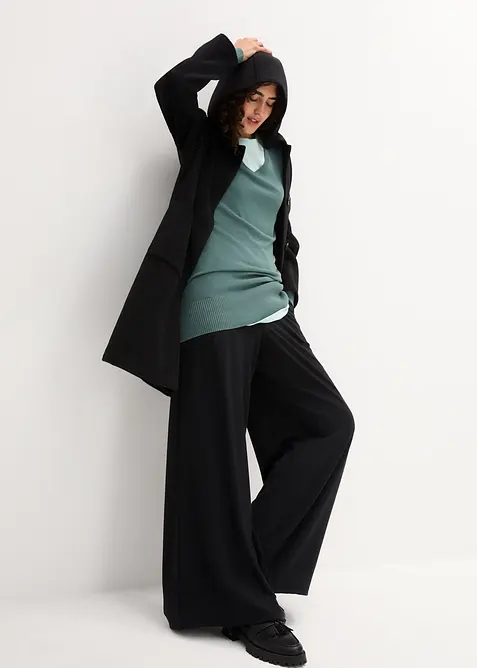 Pull long basique &agrave; col V, bonprix