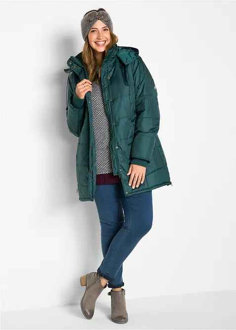 Doudoune longue à col montant et capuche, bonprix