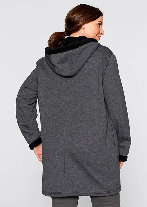 Sweat zippé à capuche avec polaire peluche, bonprix