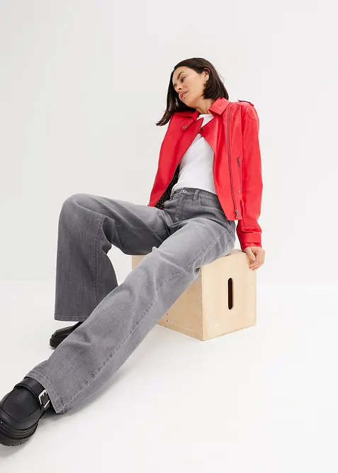 Jean barrel taille haute en coton, bonprix