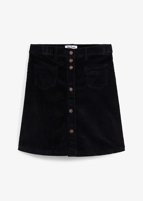 Jupe boutonnée en velours côtelé extensible, bonprix