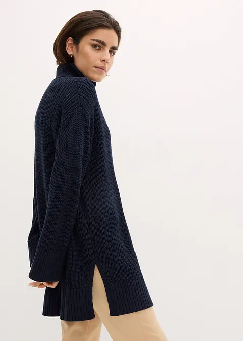 Pull col roulé oversize en coton mélangé, bonprix
