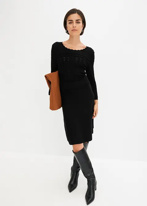 Robe en maille ajourée, bonprix