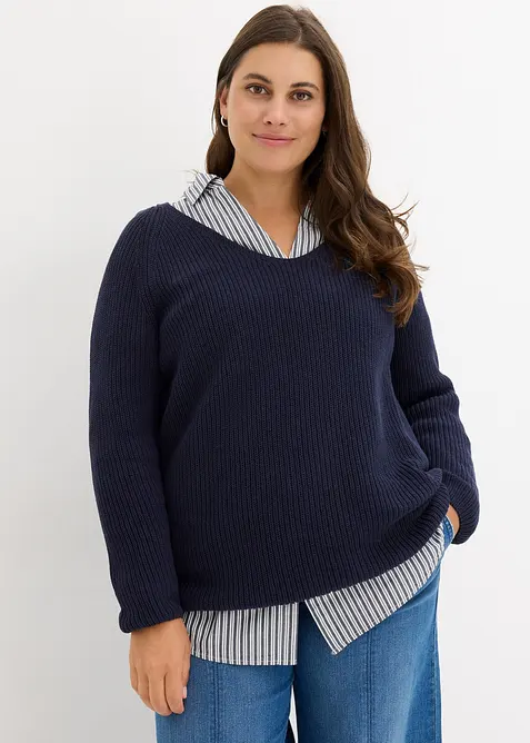 Pull côtelé 100% coton, bonprix