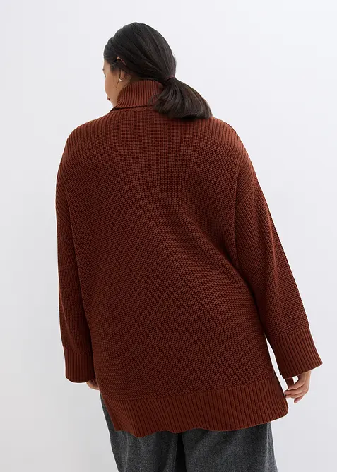 Pull col roulé oversize en coton mélangé, bonprix