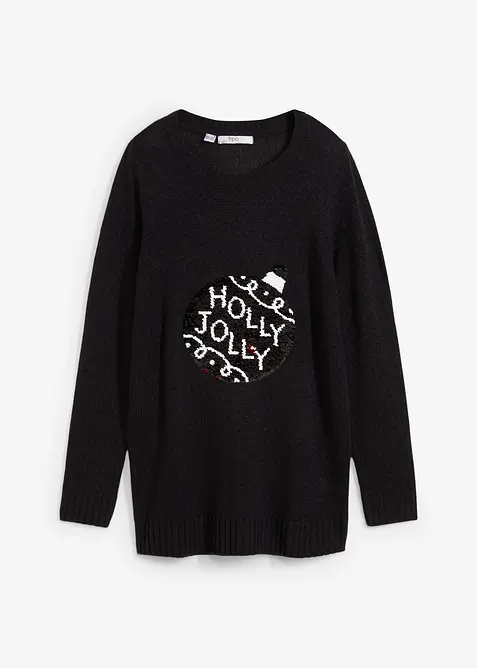 Pull de Noël avec sequins réversibles, bonprix