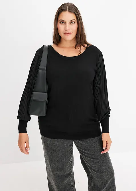 Pull à manches plissées, bonprix