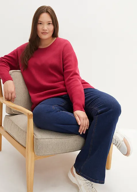 Pull col rond en maille milano côtelée, bonprix