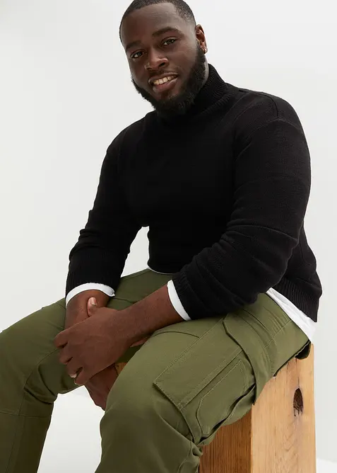 Pull col roulé à finitions côtelées, bonprix