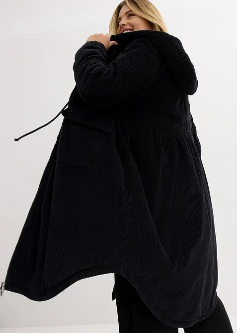 Manteau en velours côtelé 100% coton avec capuche doublée sherpa, bonprix